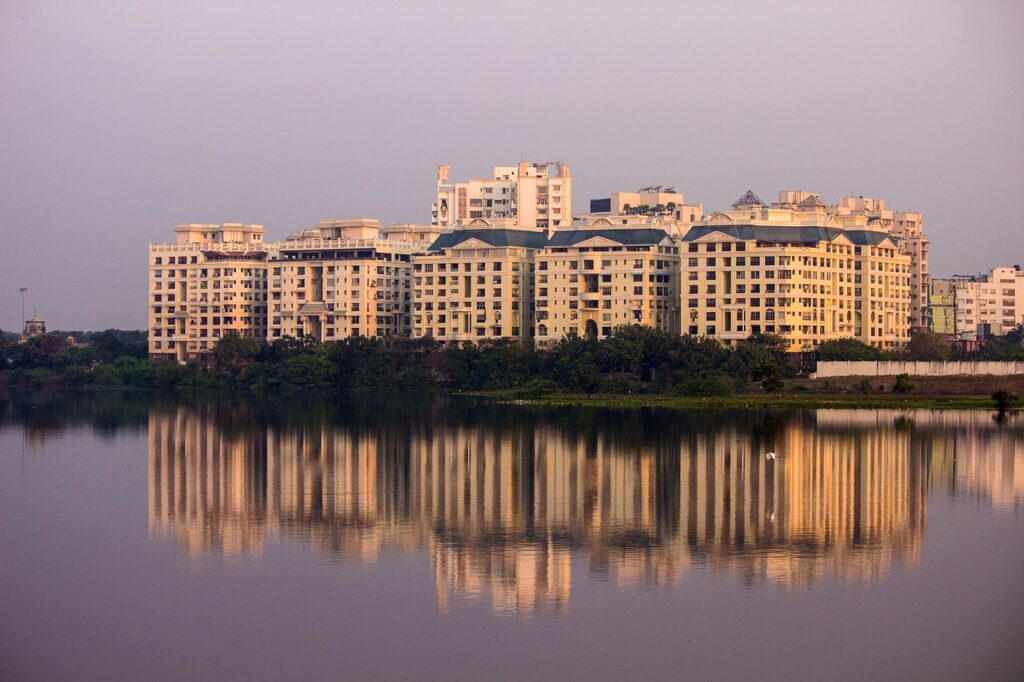 building, reflection, pond, nature, lake, water, chennai, symmetry